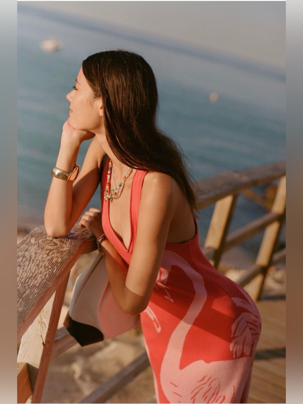 Anthropologie Celandine Flamingo Knit Midi Dress - Picture 2 of 15
